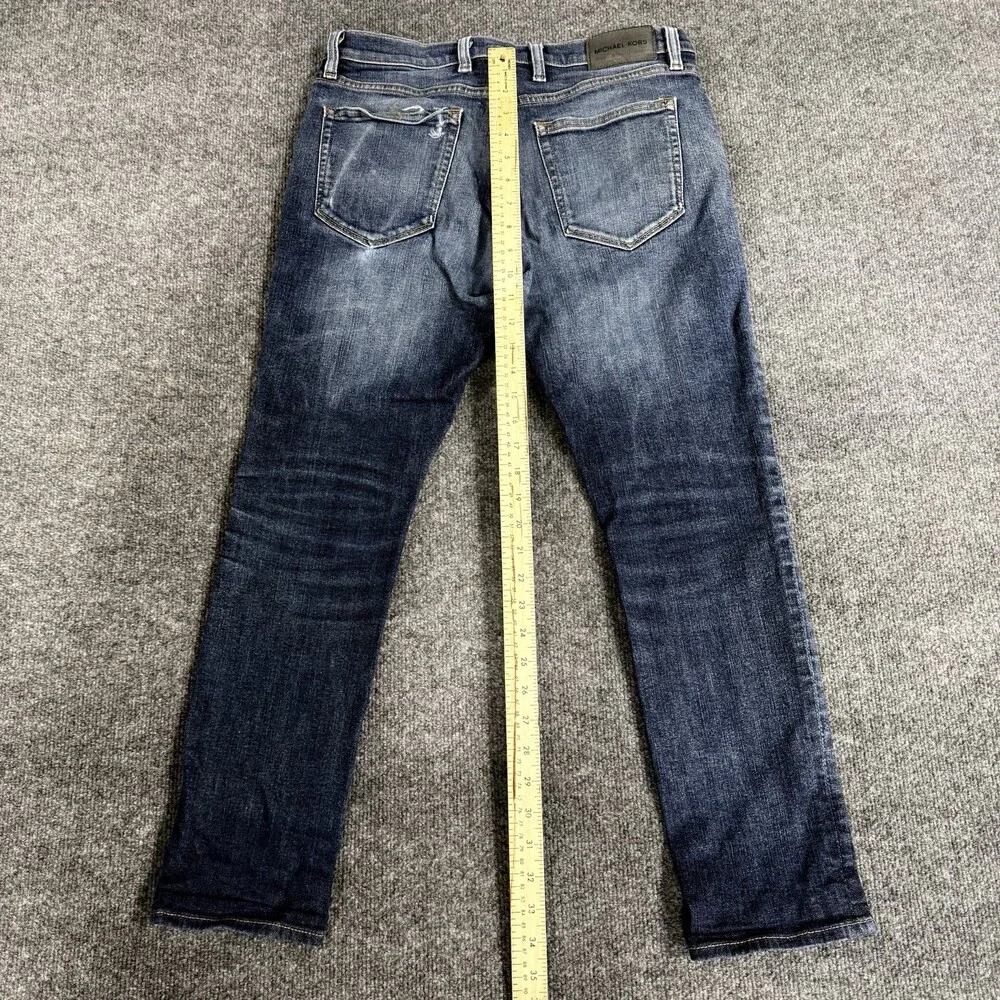 Michael Kors Parker Slim Fit Jeans Mens 32x30 Blue Stretch Denim Distressed